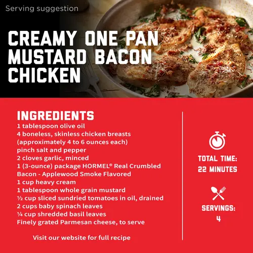 HORMEL Real Crumbled Bacon Topping, Applewood Smoke Flavored, Shelf Stable, 3 oz Plastic Bag thumbnail 2