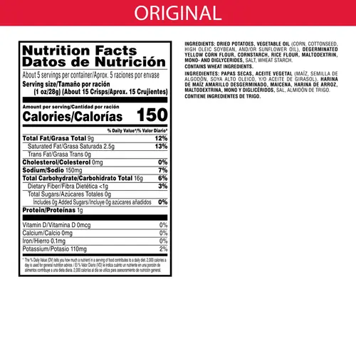 Pringles Original Potato Crisps Chips, Lunch Snacks, 5.2 oz Canister thumbnail 3