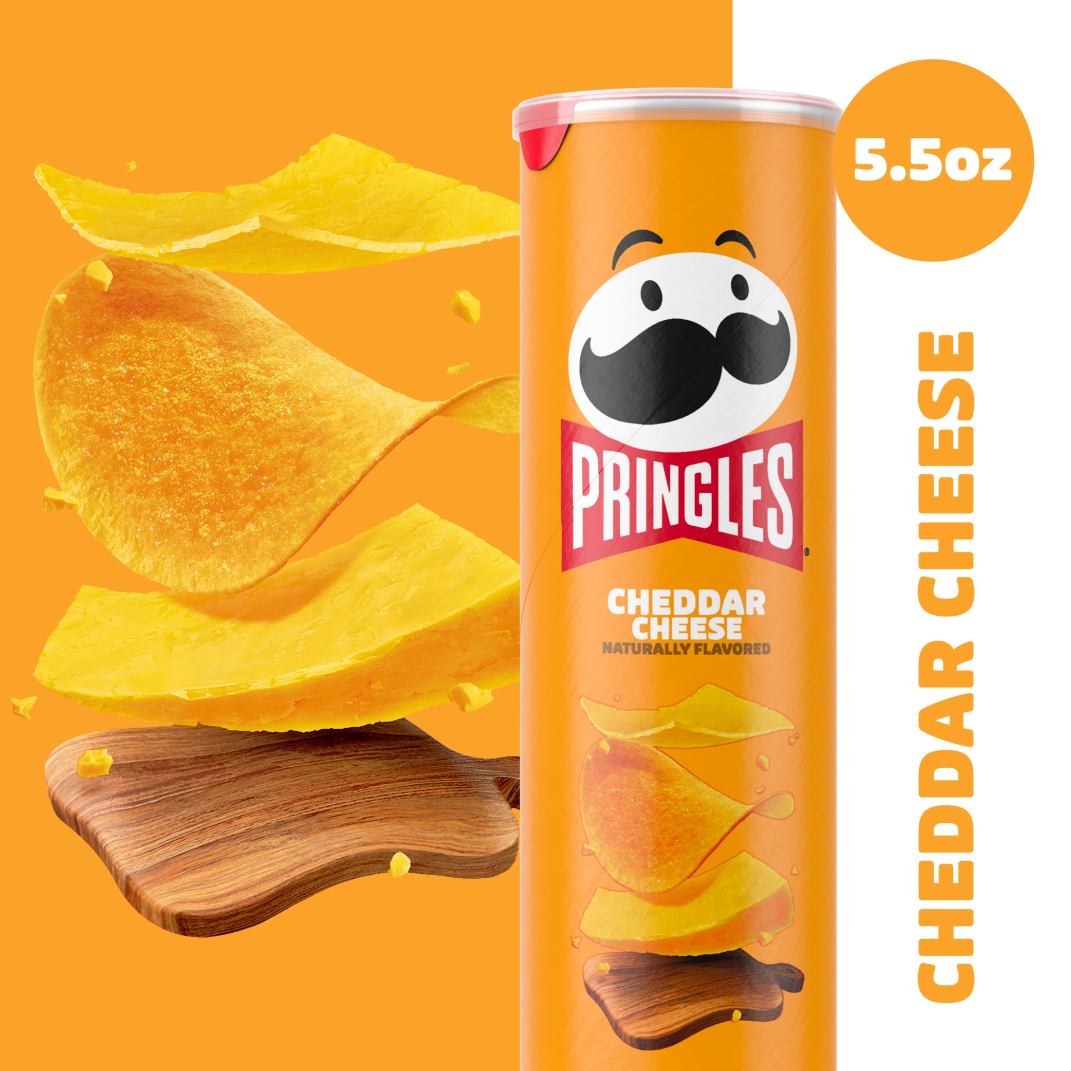 Pringles Cheddar Cheese Potato Crisps Chips, Lunch Snacks, 5.5 oz Canister thumbnail 3