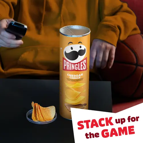 Pringles Cheddar Cheese Potato Crisps Chips, Lunch Snacks, 5.5 oz Canister thumbnail 4