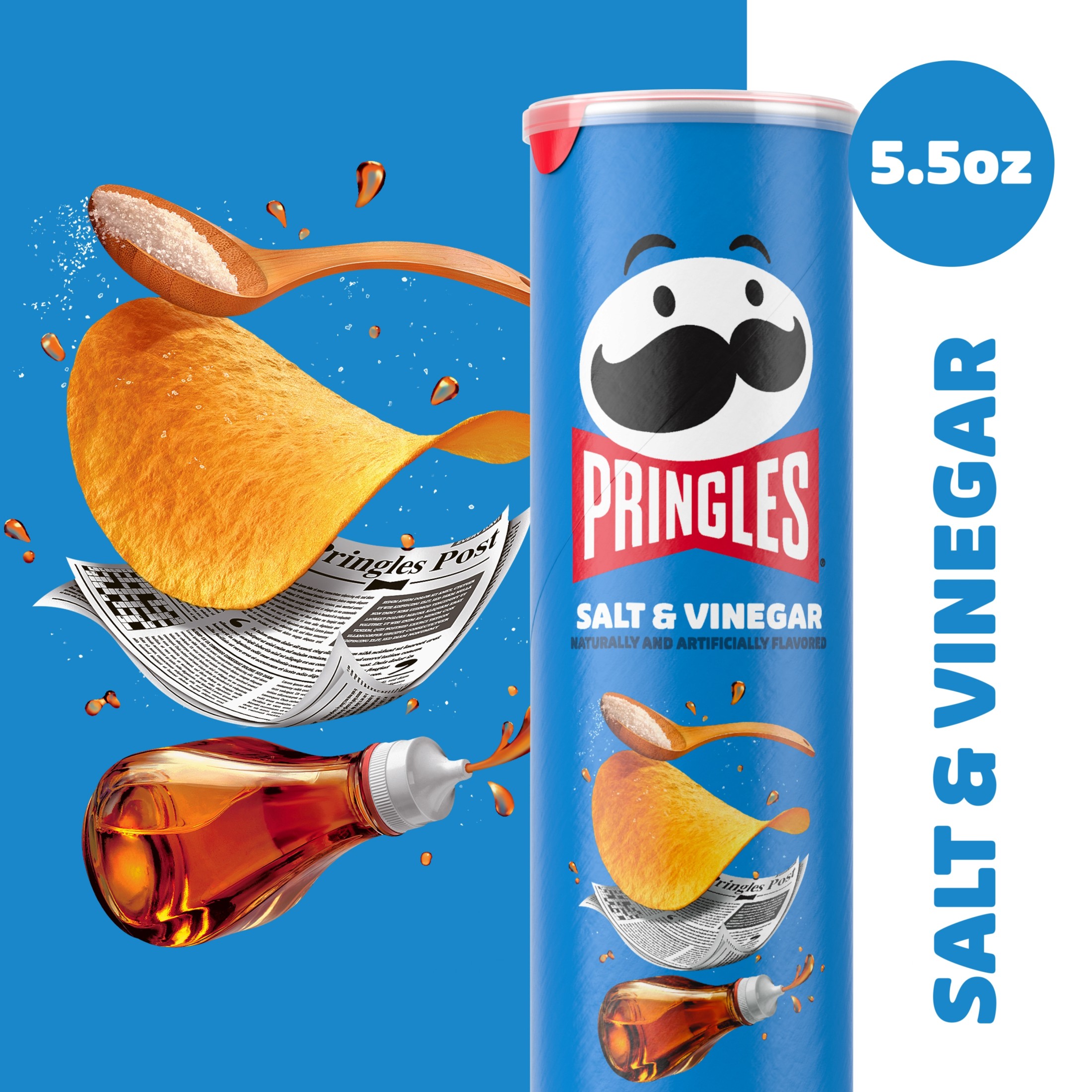 Pringles Salt and Vinegar Potato Crisps Chips, Lunch Snacks, 5.5 oz Canister thumbnail 3