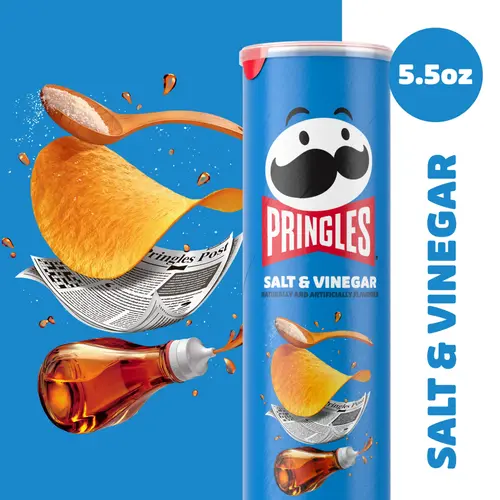 Pringles Salt and Vinegar Potato Crisps Chips, Lunch Snacks, 5.5 oz Canister thumbnail 3