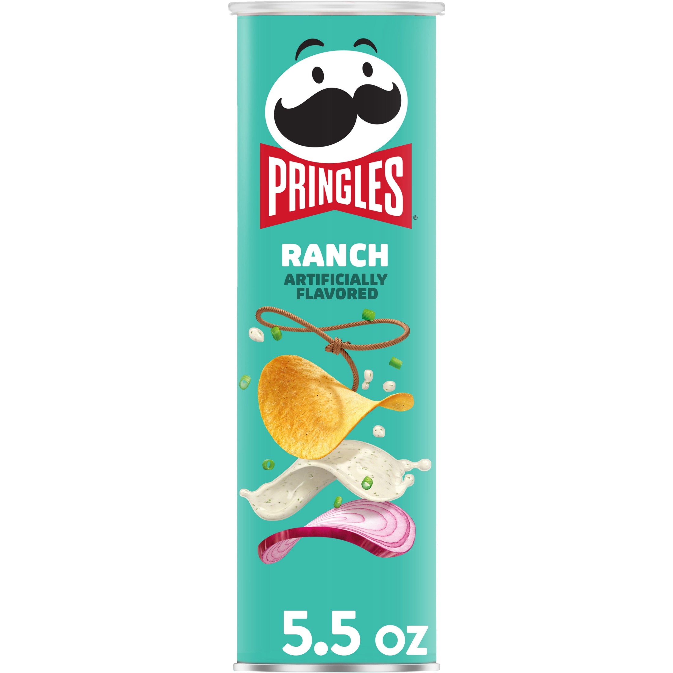 Pringles Ranch Potato Crisps Chips, Lunch Snacks, 5.5 oz Canister