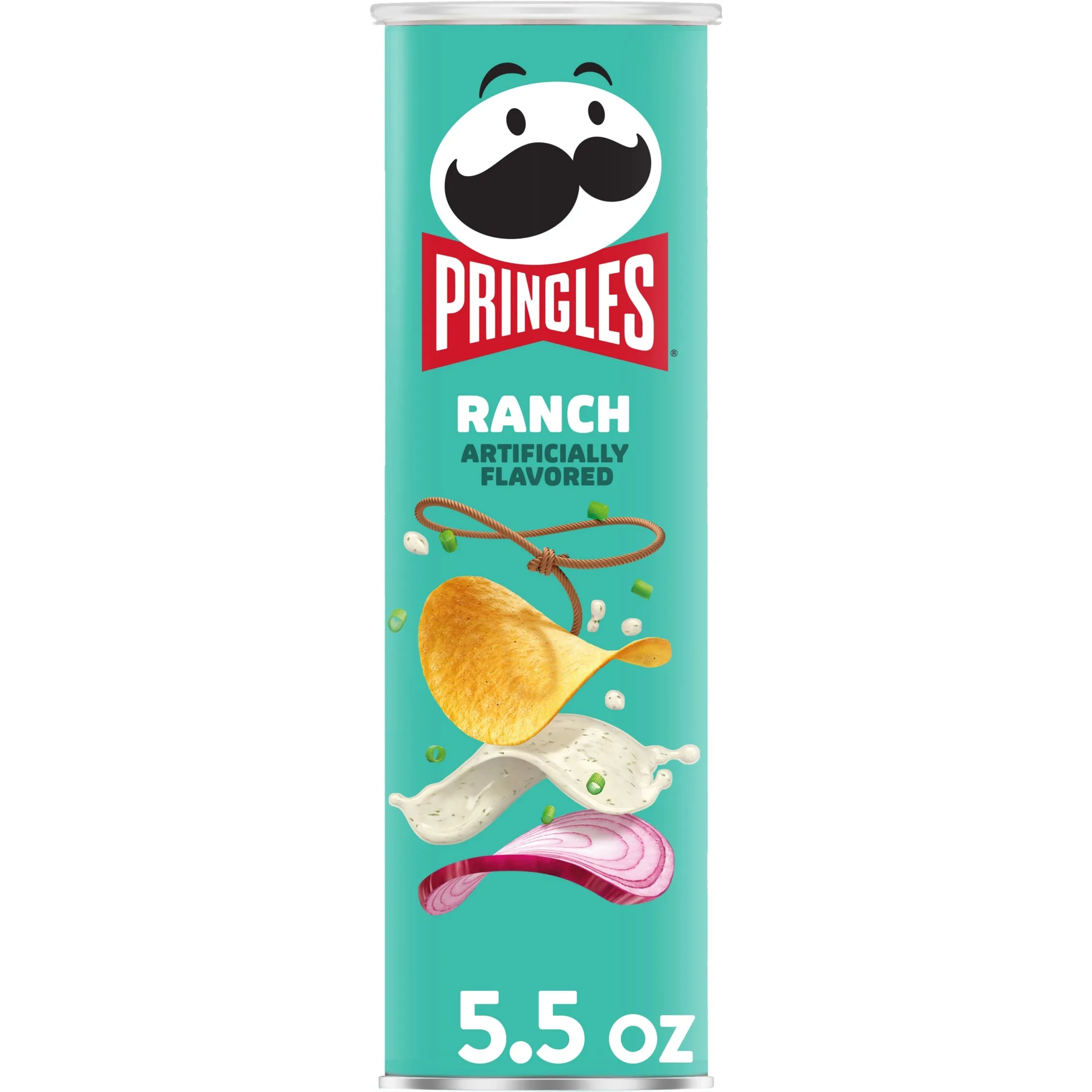 Pringles Ranch Potato Crisps Chips, Lunch Snacks, 5.5 oz Canister