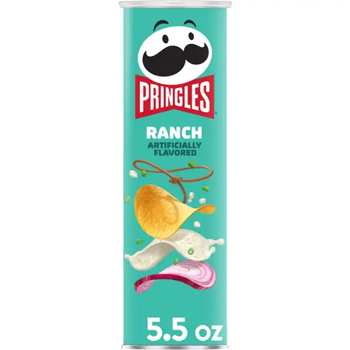 Pringles Ranch Potato Crisps Chips, Lunch Snacks, 5.5 oz Canister