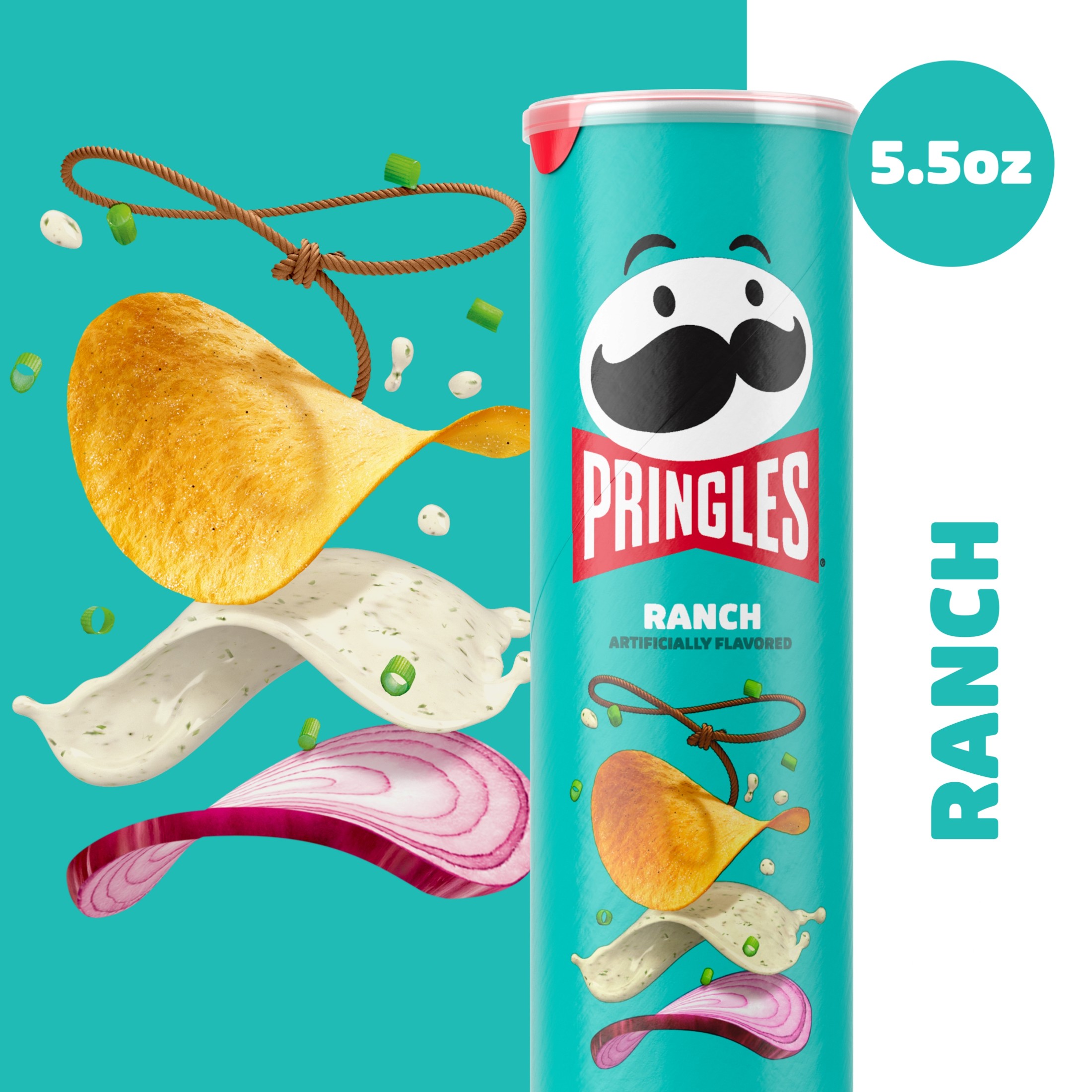 Pringles Ranch Potato Crisps Chips, Lunch Snacks, 5.5 oz Canister thumbnail 3