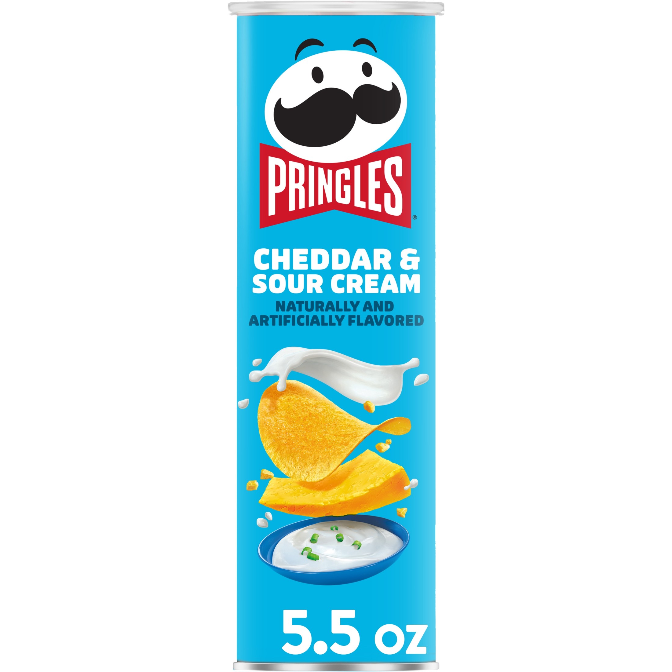 Pringles Cheddar and Sour Cream Potato Crisps Chips, Lunch Snacks, 5.5 oz Canister