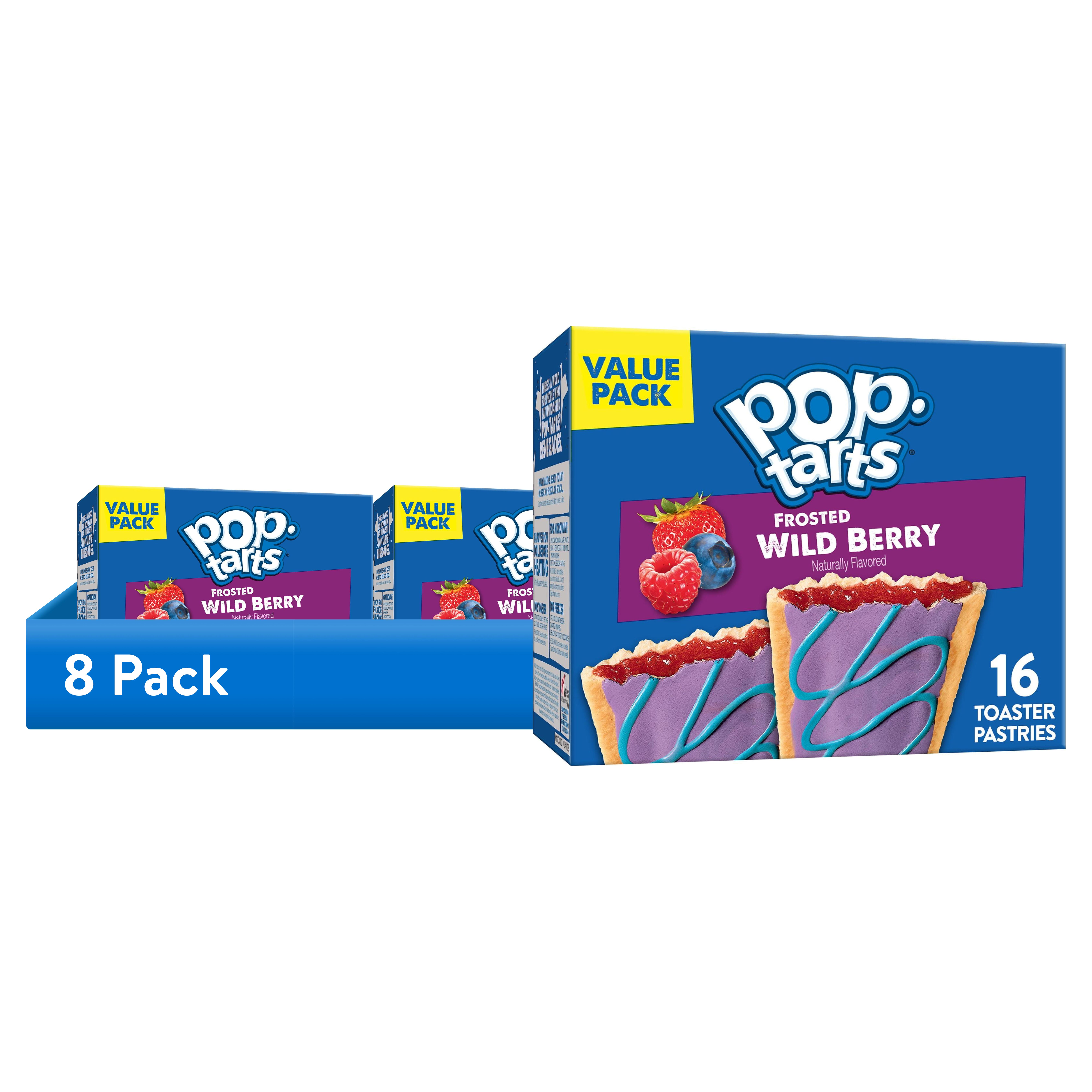 (8 pack) Pop-Tarts Frosted Wild Berry Toaster Pastries, Breakfast Foods, Shelf-Stable, 27 oz (16 Count)
