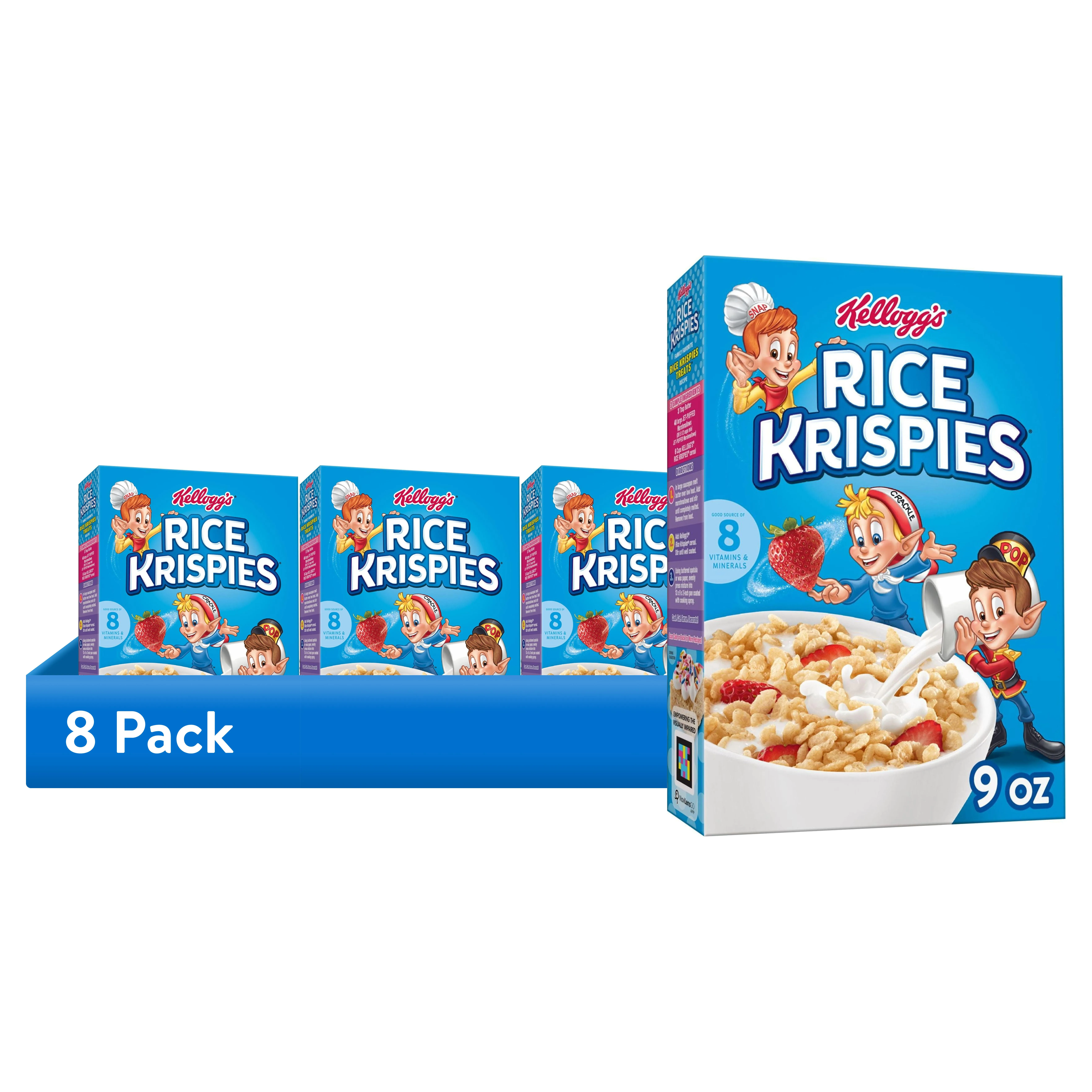 (8 pack) Kellogg's Rice Krispies Breakfast Cereal, Kids Snacks, Family Breakfast, Original, 9oz Box (1 Box)