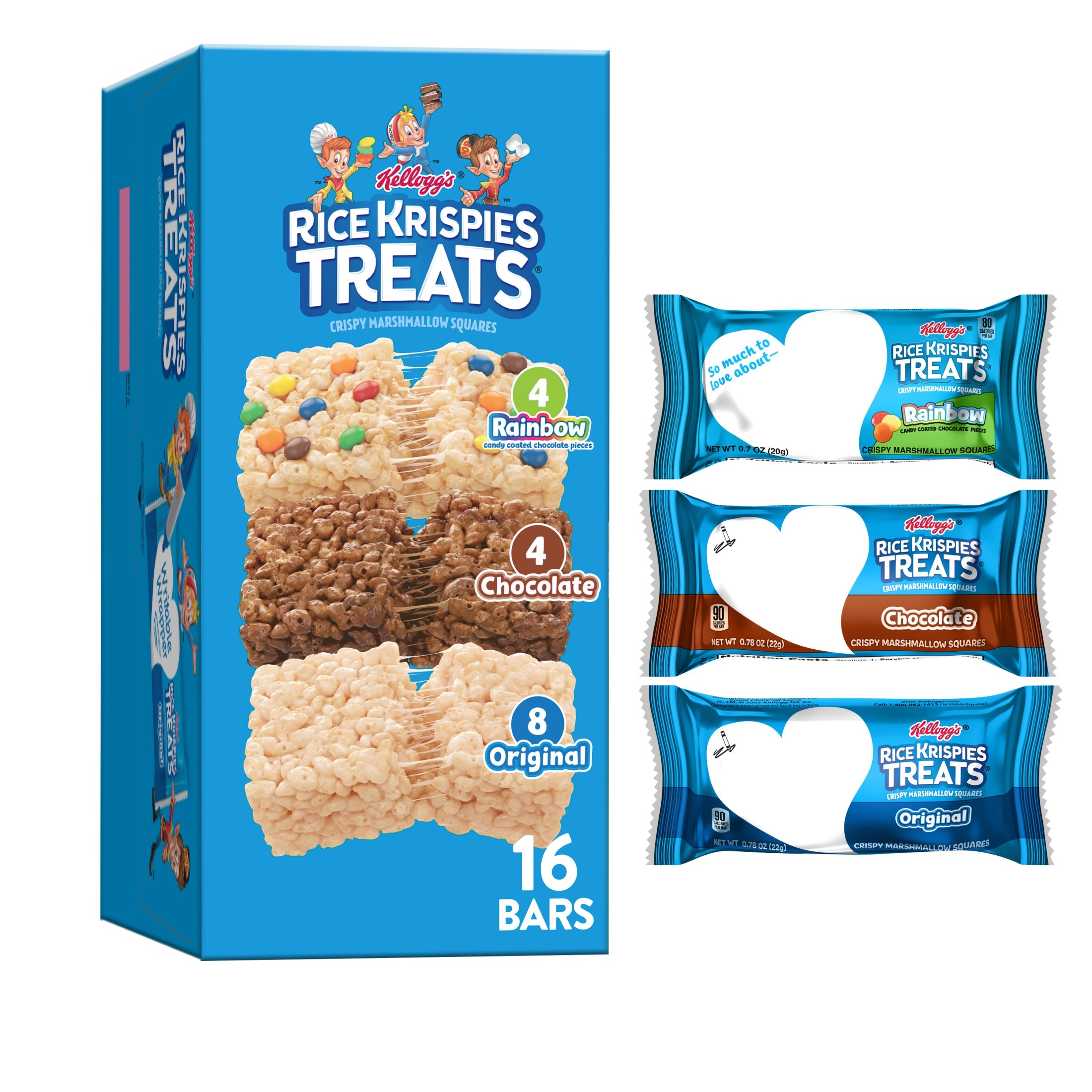 Rice Krispies Treats Variety Pack Chewy Crispy Marshmallow Squares, Kids Snacks, 12.1 oz, 16 Count thumbnail 2