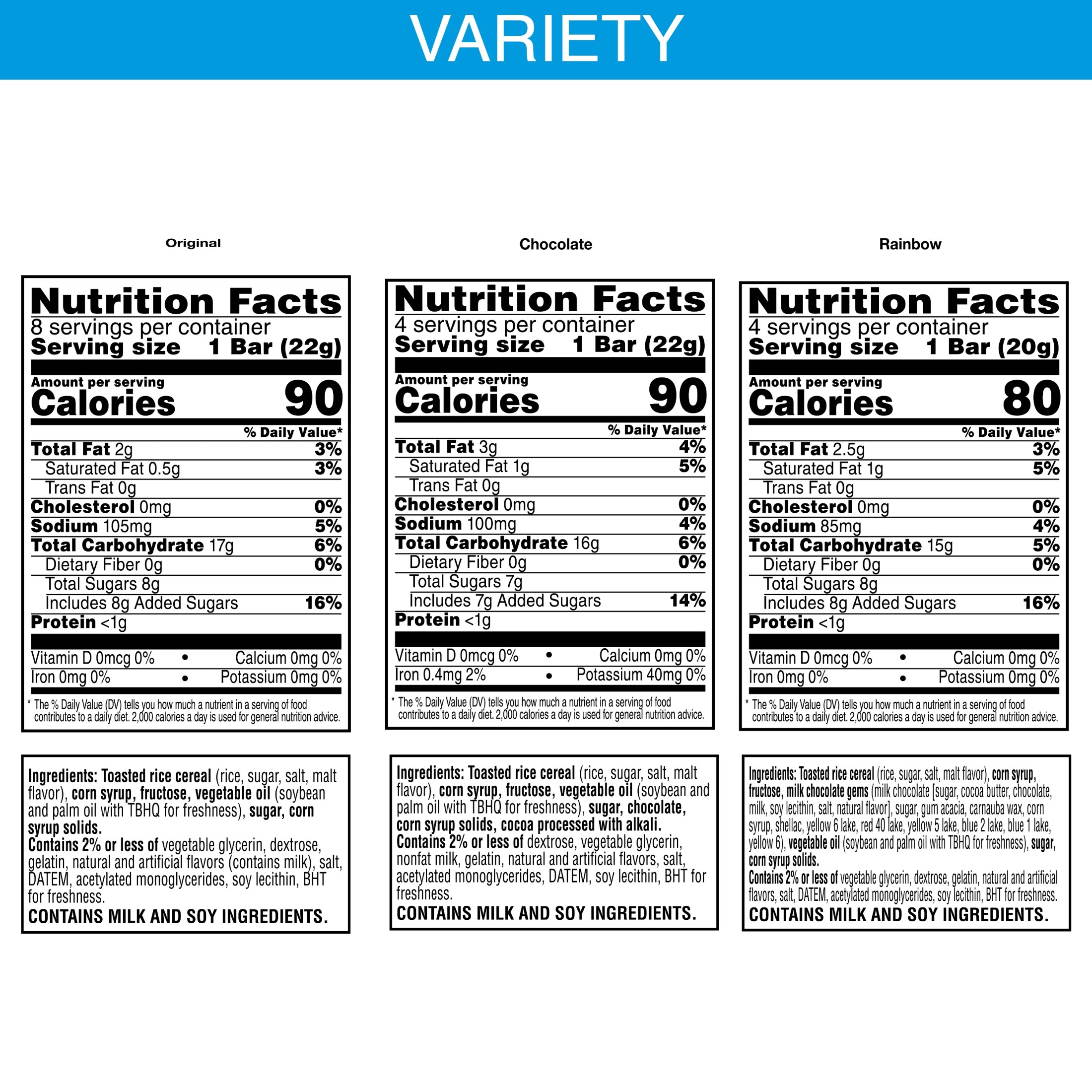 Rice Krispies Treats Variety Pack Chewy Crispy Marshmallow Squares, Kids Snacks, 12.1 oz, 16 Count thumbnail 3