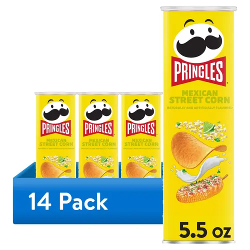 (14 pack) Pringles Elote Mexican Street Corn Potato Crisps Chips, Lunch Snacks, 5.5 oz Canister