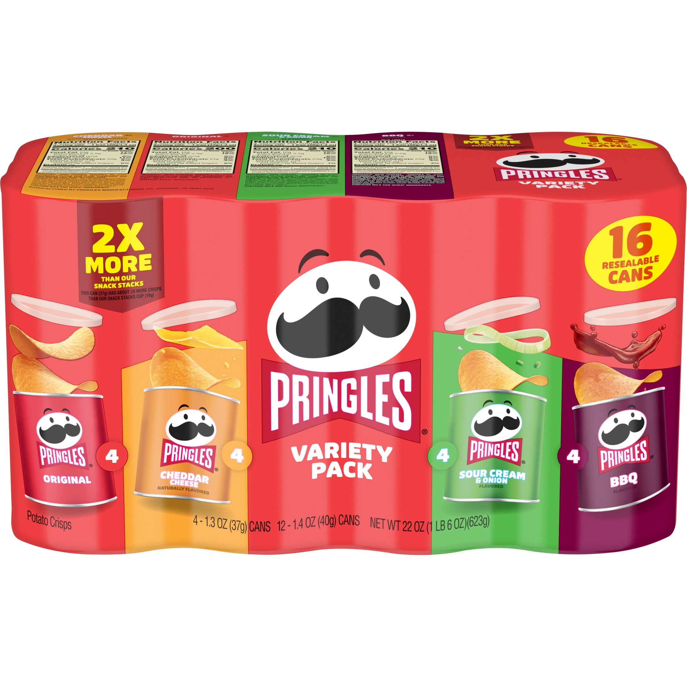 Pringles Variety Pack Potato Crisps Chips, Lunch Snacks, 16 Count