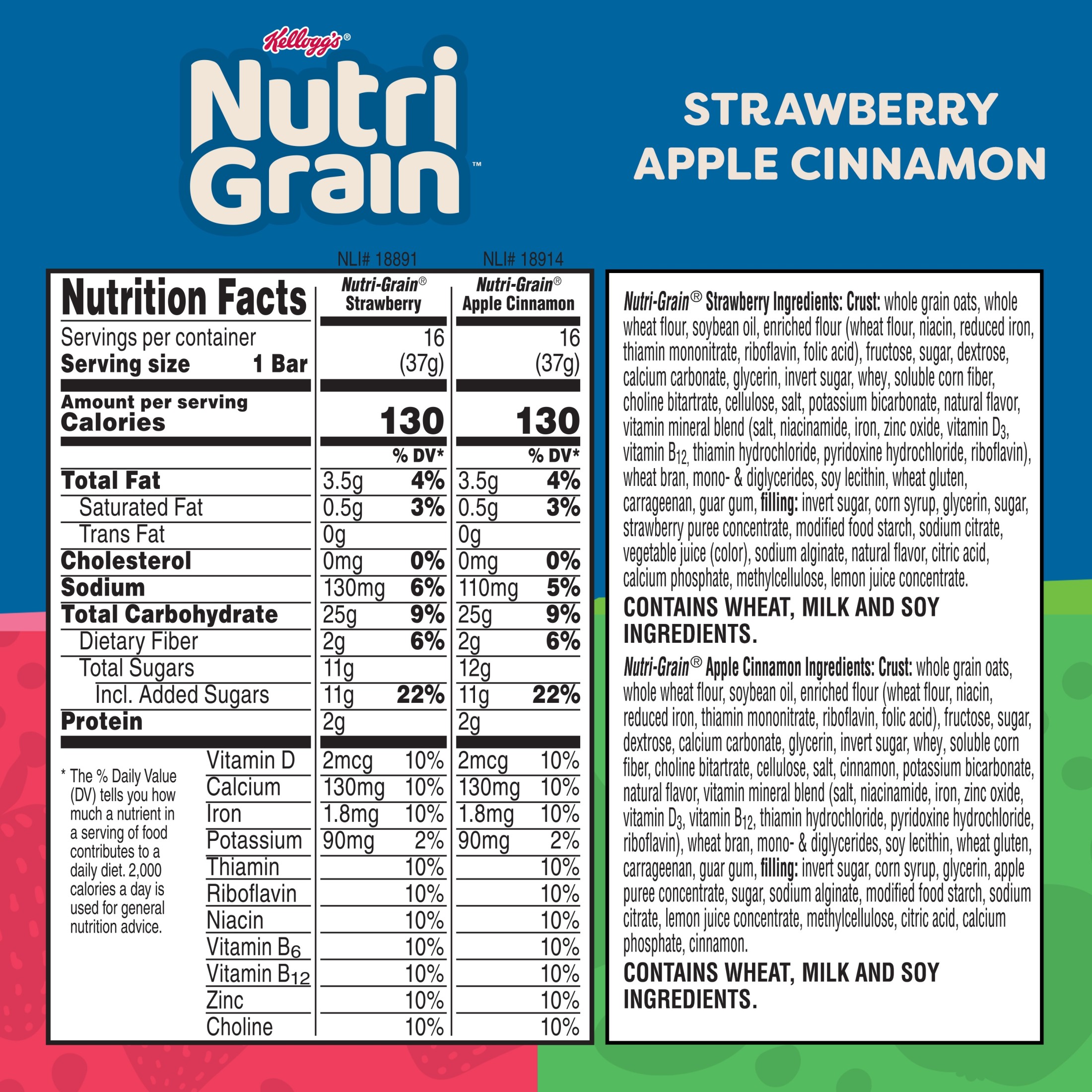 Kellogg's Nutri-Grain Variety Pack Chewy Breakfast Bars, Made with 10g Whole Grains, 41.6 oz, 32 Count thumbnail 3