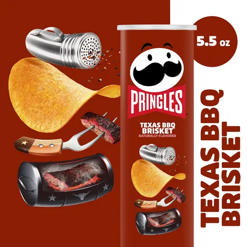 Pringles Texas BBQ Brisket Potato Chips Crisps, Lunch Snacks, 5.5 oz Canister thumbnail 3
