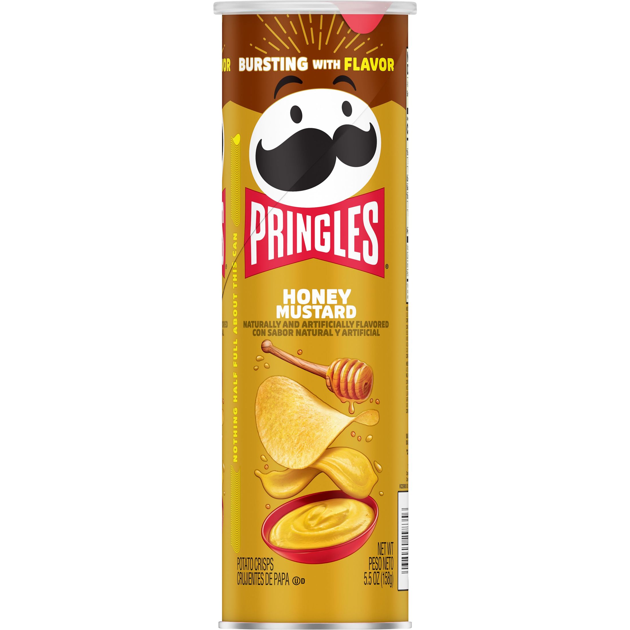 Pringles Honey Mustard Potato Crisps Chips, Lunch Snacks, 5.5 oz Canister