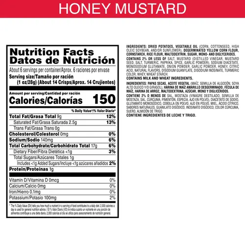 Pringles Honey Mustard Potato Crisps Chips, Lunch Snacks, 5.5 oz Canister thumbnail 2