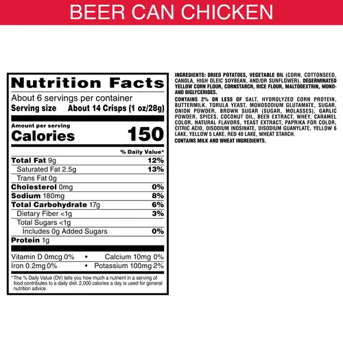 Pringles Miller Lite Beer Can Chicken Potato Crisps Chips, Lunch Snacks, 5.5 oz Canister thumbnail 2