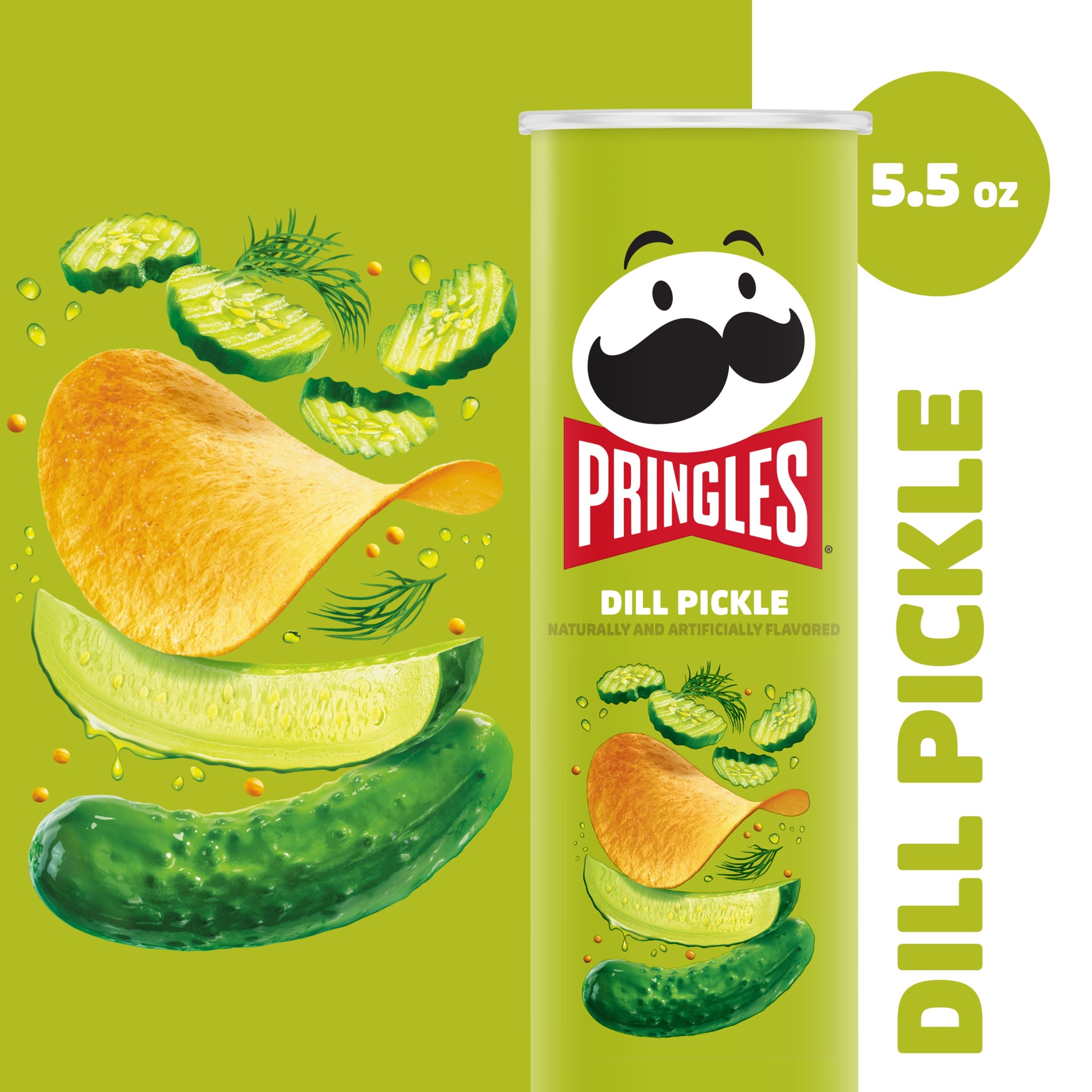 Pringles Dill Pickle Potato Crisps Chips, Lunch Snacks, 5.5 oz Canister thumbnail 3