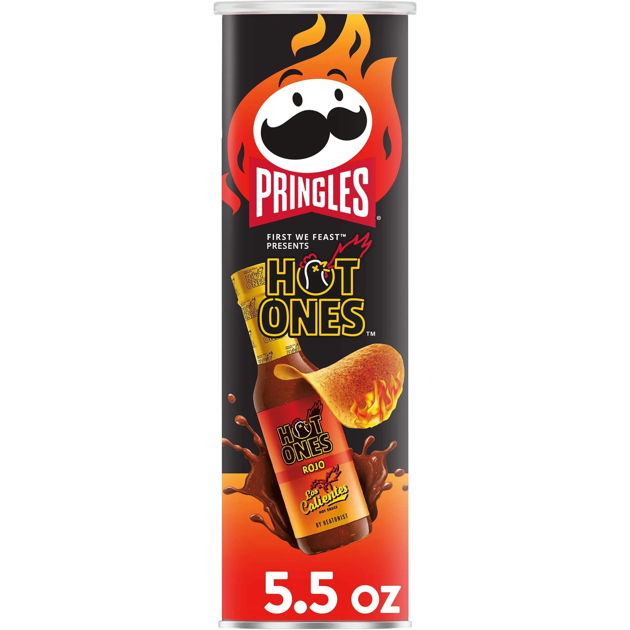 Pringles Rojo Potato Crisps Chips, Lunch Snacks, 5.5 oz Canister