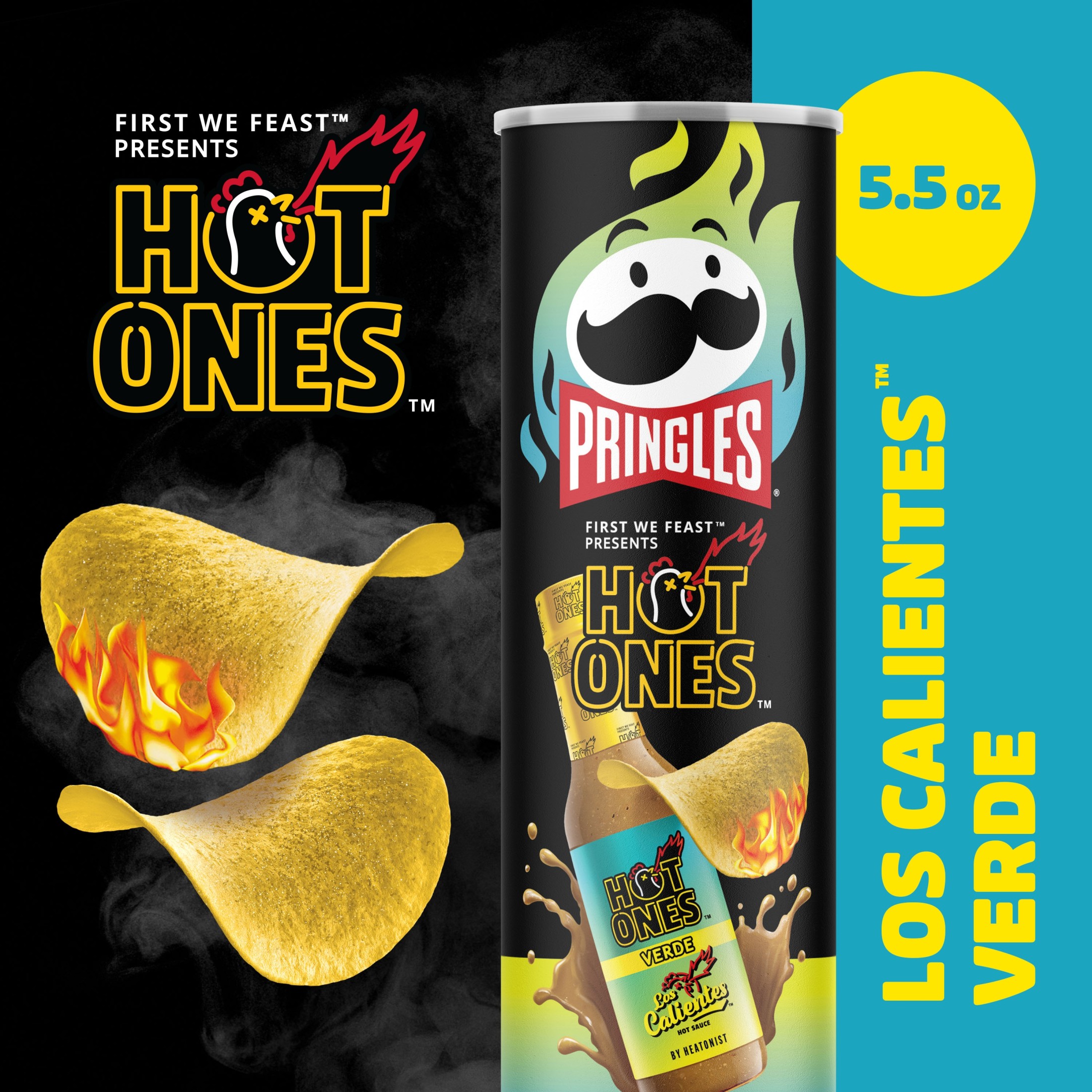 Pringles Hot Ones Verde Potato Crisps Chips, Spicy Snacks, 5.5 oz thumbnail 3