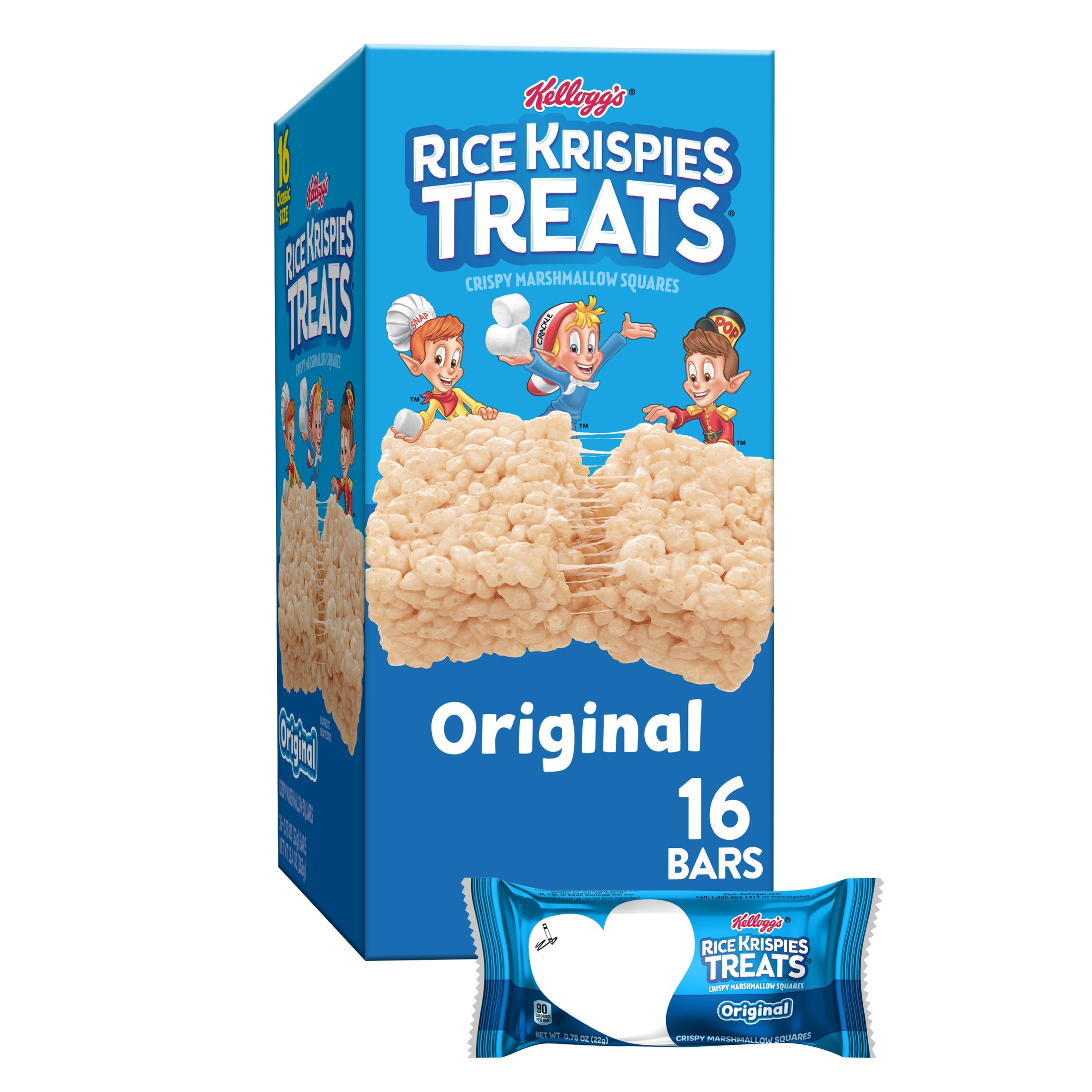 Rice Krispies Treats Original Chewy Crispy Marshmallow Squares, Kids Snacks, 12.4 oz, 16 Count thumbnail 2