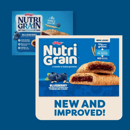 Kellogg's Nutri-Grain Blueberry Chewy Breakfast Bars, Made with 10g Whole Grains, 10.4 oz, 8 Count thumbnail 3
