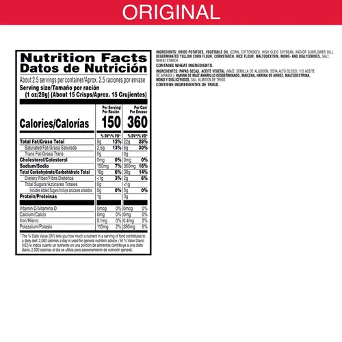 Pringles Original Potato Crisps Chips, Lunch Snacks, 2.3 oz Canister thumbnail 3