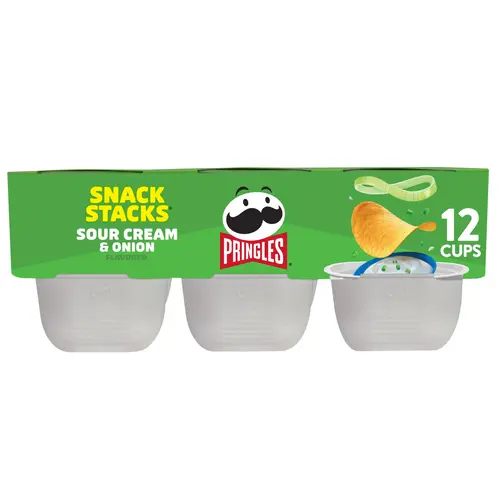 Pringles Sour Cream and Onion Potato Crisps Chips, Lunch Snacks, 12 Count