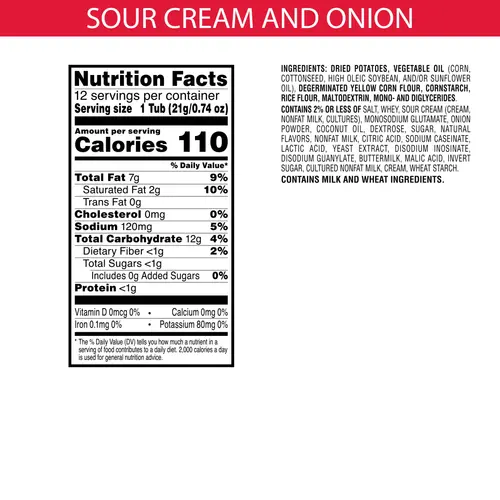 Pringles Sour Cream and Onion Potato Crisps Chips, Lunch Snacks, 12 Count thumbnail 2