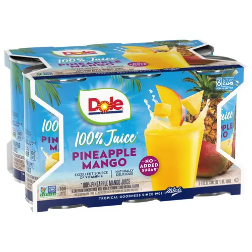 (6 Cans) Dole 100% Pineapple Mango Juice, 6 fl oz Can thumbnail 2