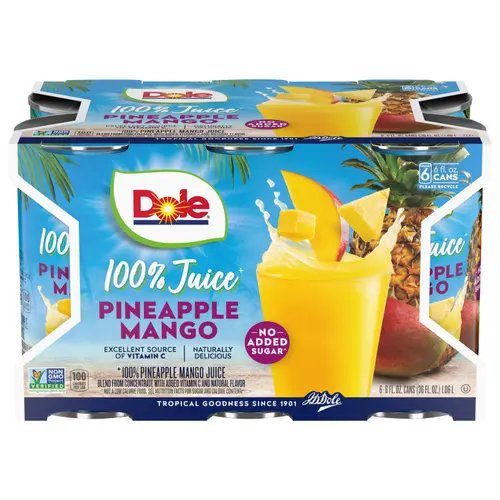 (6 Cans) Dole 100% Pineapple Mango Juice, 6 fl oz Can thumbnail 3
