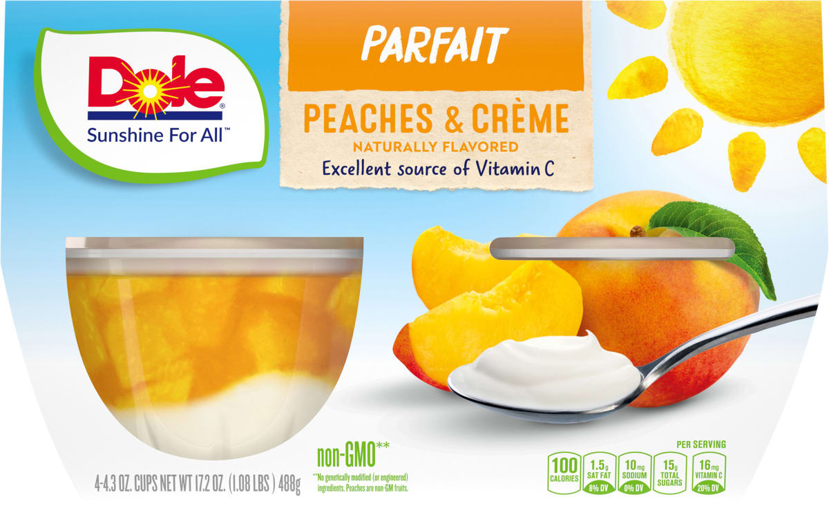 Dole Fruit Bowls Peaches and CrÃ¨me Parfait, 4.3 oz Cups (4 Pack)