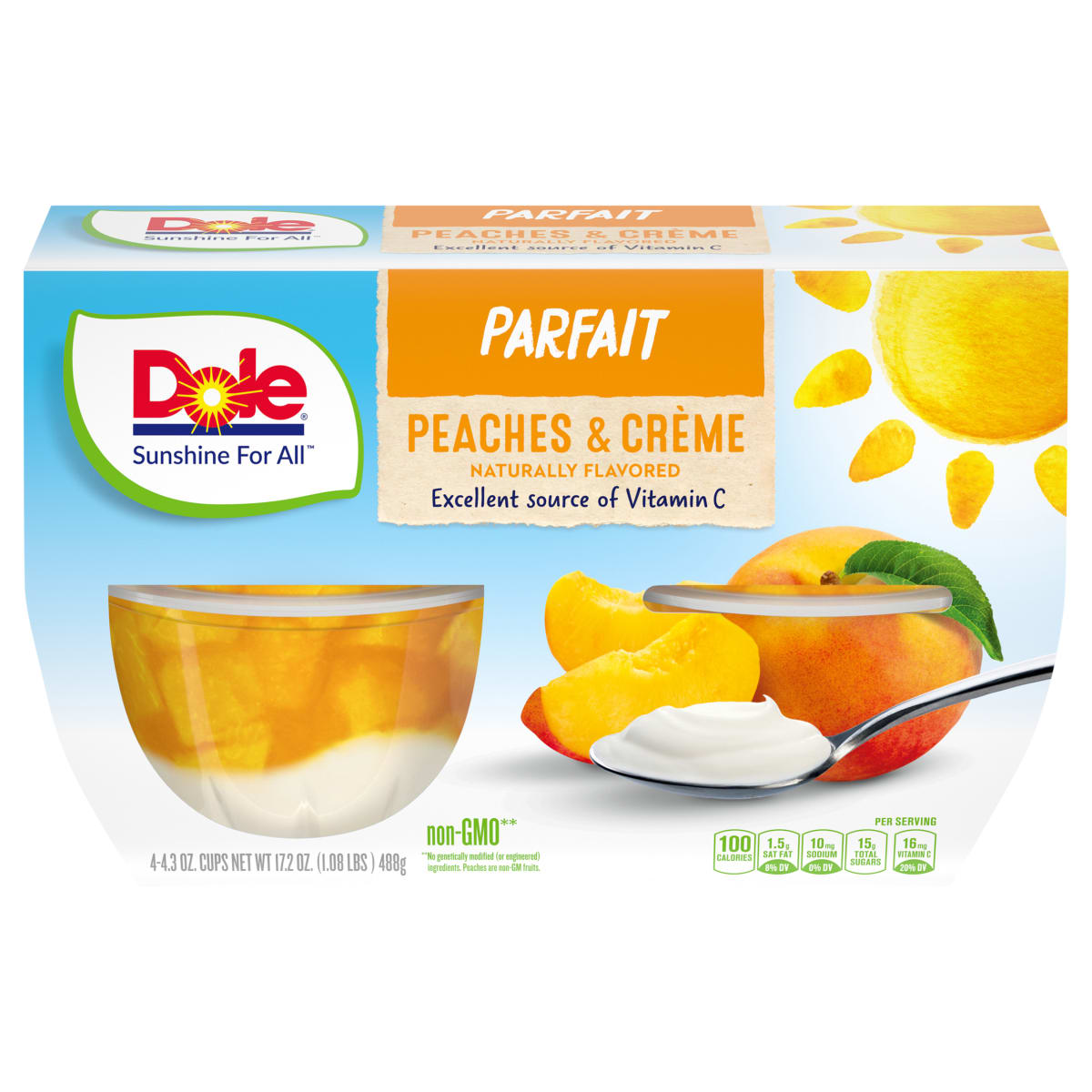 Dole Fruit Bowls Peaches and CrÃ¨me Parfait, 4.3 oz Cups (4 Pack) thumbnail 3