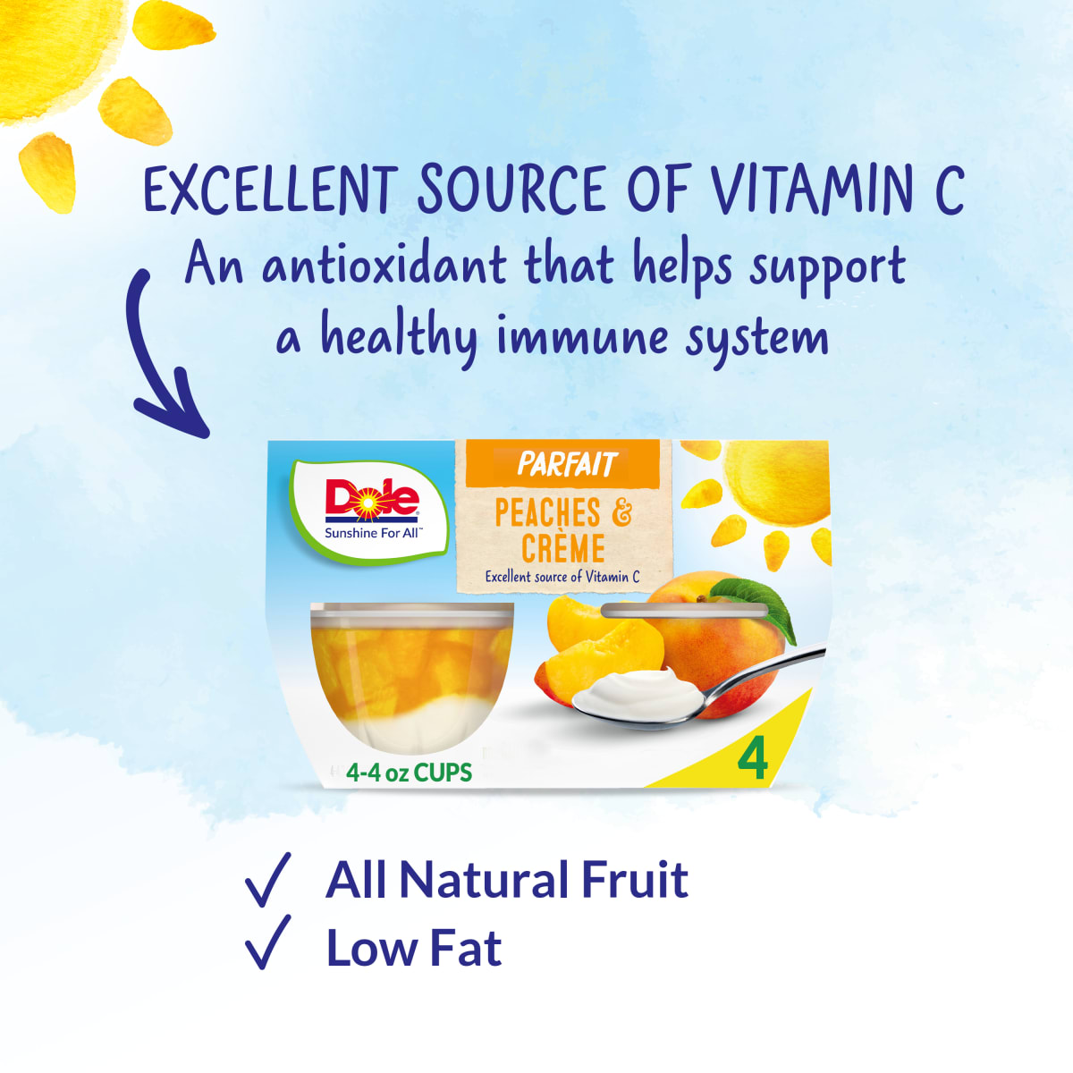 Dole Fruit Bowls Peaches and CrÃ¨me Parfait, 4.3 oz Cups (4 Pack) thumbnail 4