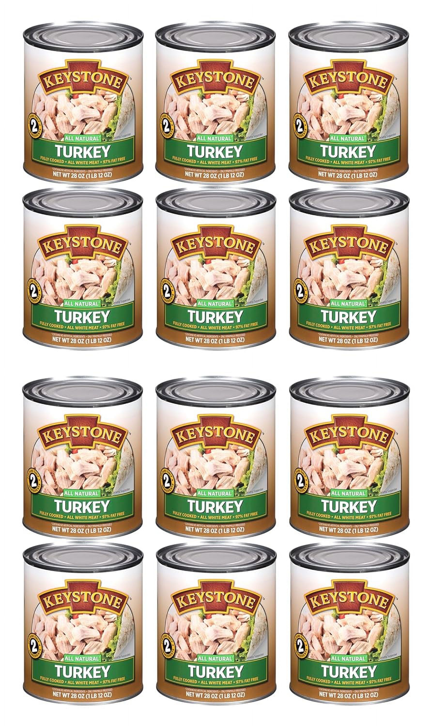 (12 Pack) Keystone All Natural Turkey 28 oz Can  Emergency Survival Food For Camping Hiking and Backpacking Ready to Eat- Pack 
