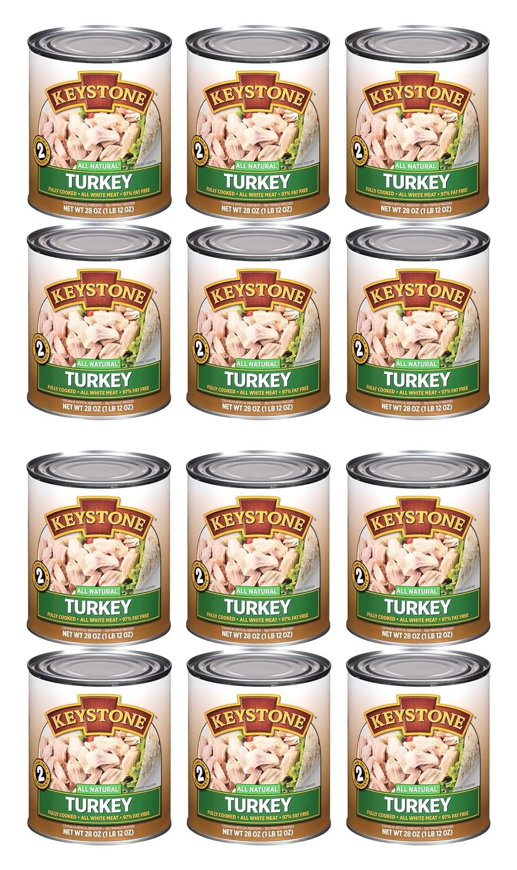 (12 Pack) Keystone All Natural Turkey 28 oz Can  Emergency Survival Food For Camping Hiking and Backpacking Ready to Eat- Pack 