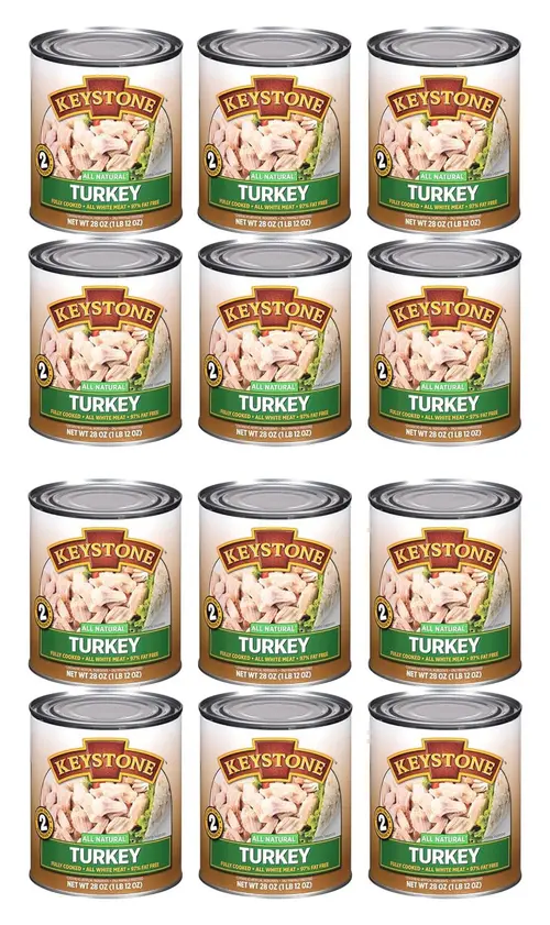 (12 Pack) Keystone All Natural Turkey 28 oz Can  Emergency Survival Food For Camping Hiking and Backpacking Ready to Eat- Pack 