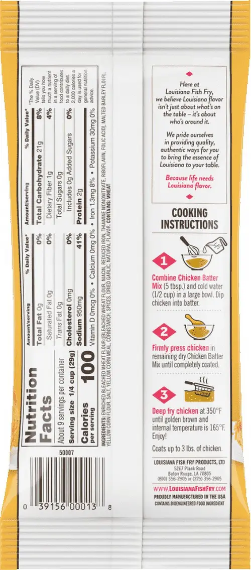 Louisiana Fish Fry Products Crispy Seasoned Chicken Fry Coating Powder Mix, 9 oz Bag thumbnail 4