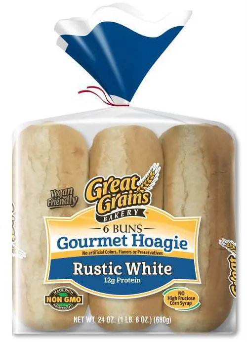Great Grains Gourmet Hoagie Rustic White Buns, 6 Ct, 24 oz