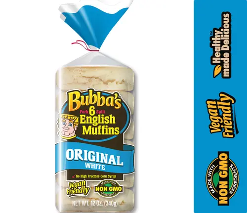 Bubba's Bakery Original White English Muffin 6 Ct, 12 Oz.