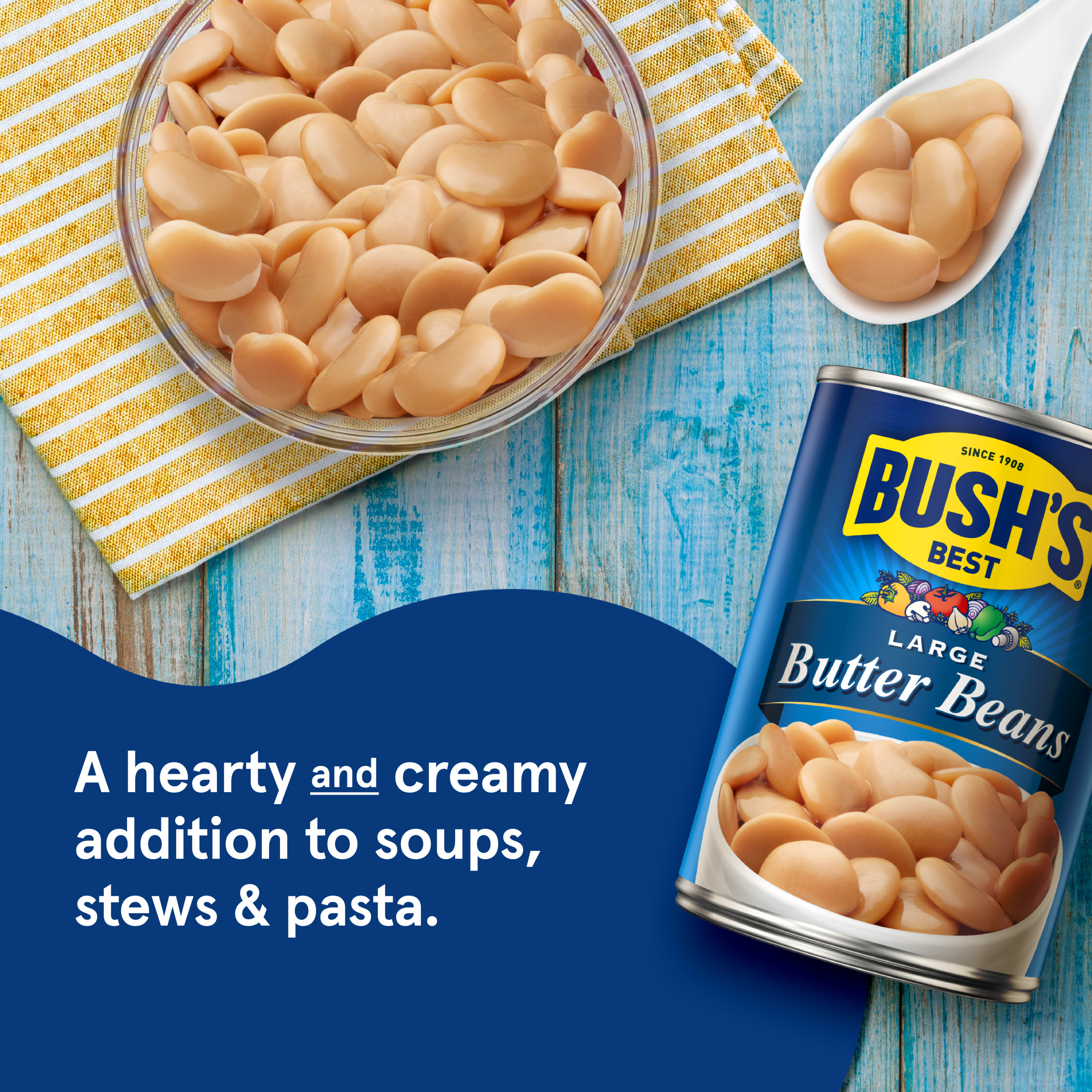 Bush's Large Butter Beans Beans, Canned Butter Beans, 16 oz Can thumbnail 2
