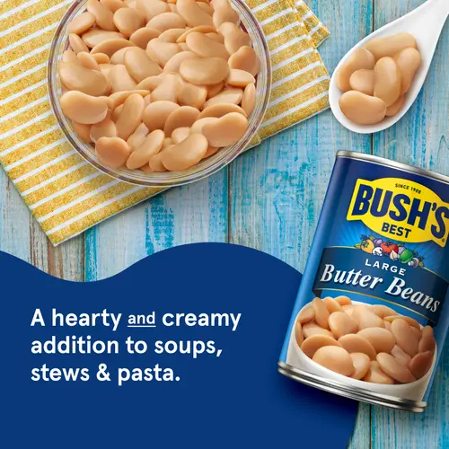 Bush's Large Butter Beans Beans, Canned Butter Beans, 16 oz Can thumbnail 2