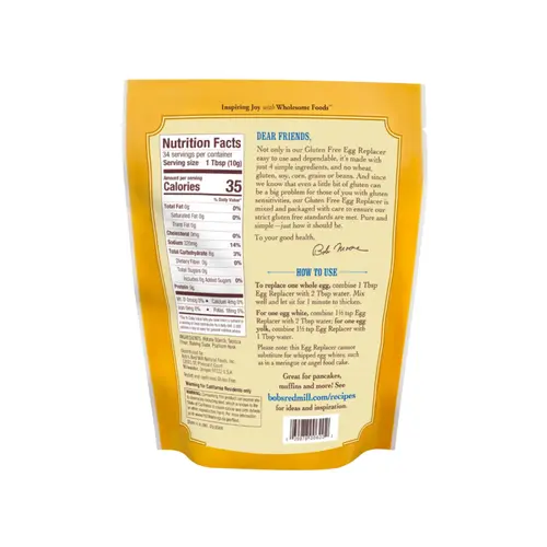 Bob's Red Mill, Gluten Free, Vegan, Egg Replacer, Shelf Stable 12 oz Plastic Pouch thumbnail 2