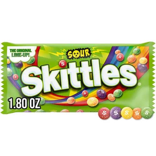 Skittles Sour Candy, Fruit Candies Full Size - 1.8 oz Bag