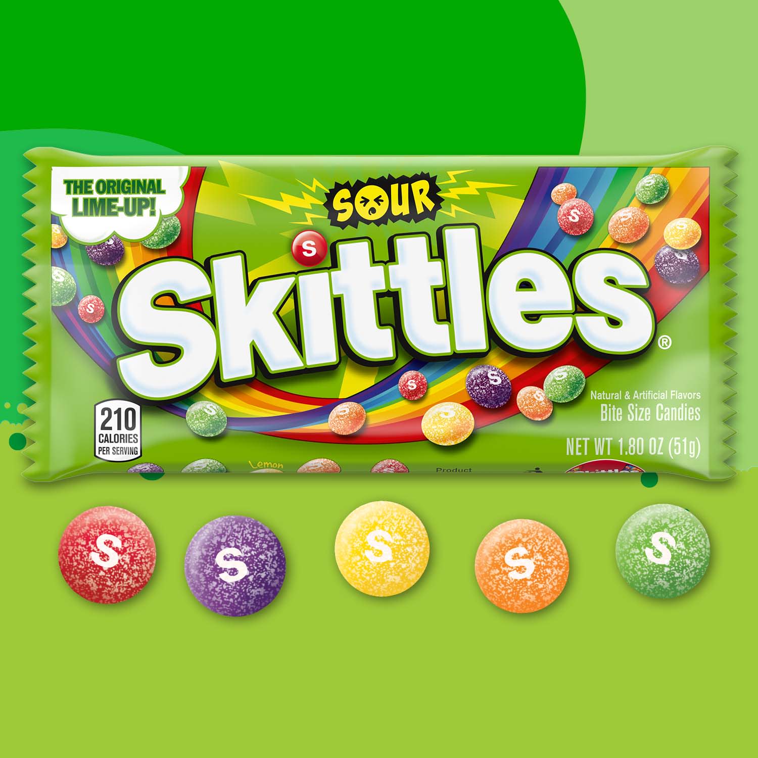 Skittles Sour Candy, Fruit Candies Full Size - 1.8 oz Bag thumbnail 2