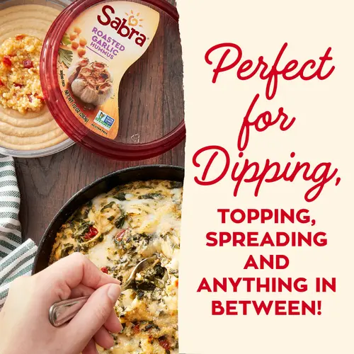 Sabra Roasted Garlic Hummus, Fresh, 10 oz Plastic Tub, Gluten-free, Serving Size 2 tbsp thumbnail 4