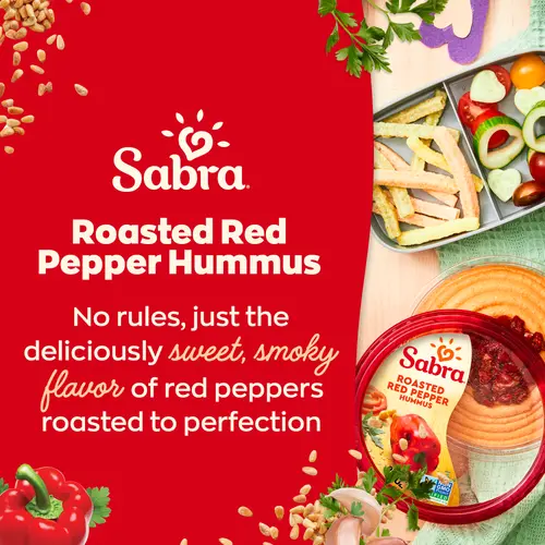 Sabra Roasted Red Pepper Hummus, Fresh, 10 oz Plastic Tub, Gluten-Free, Serving Size 2 Tbsp thumbnail 3