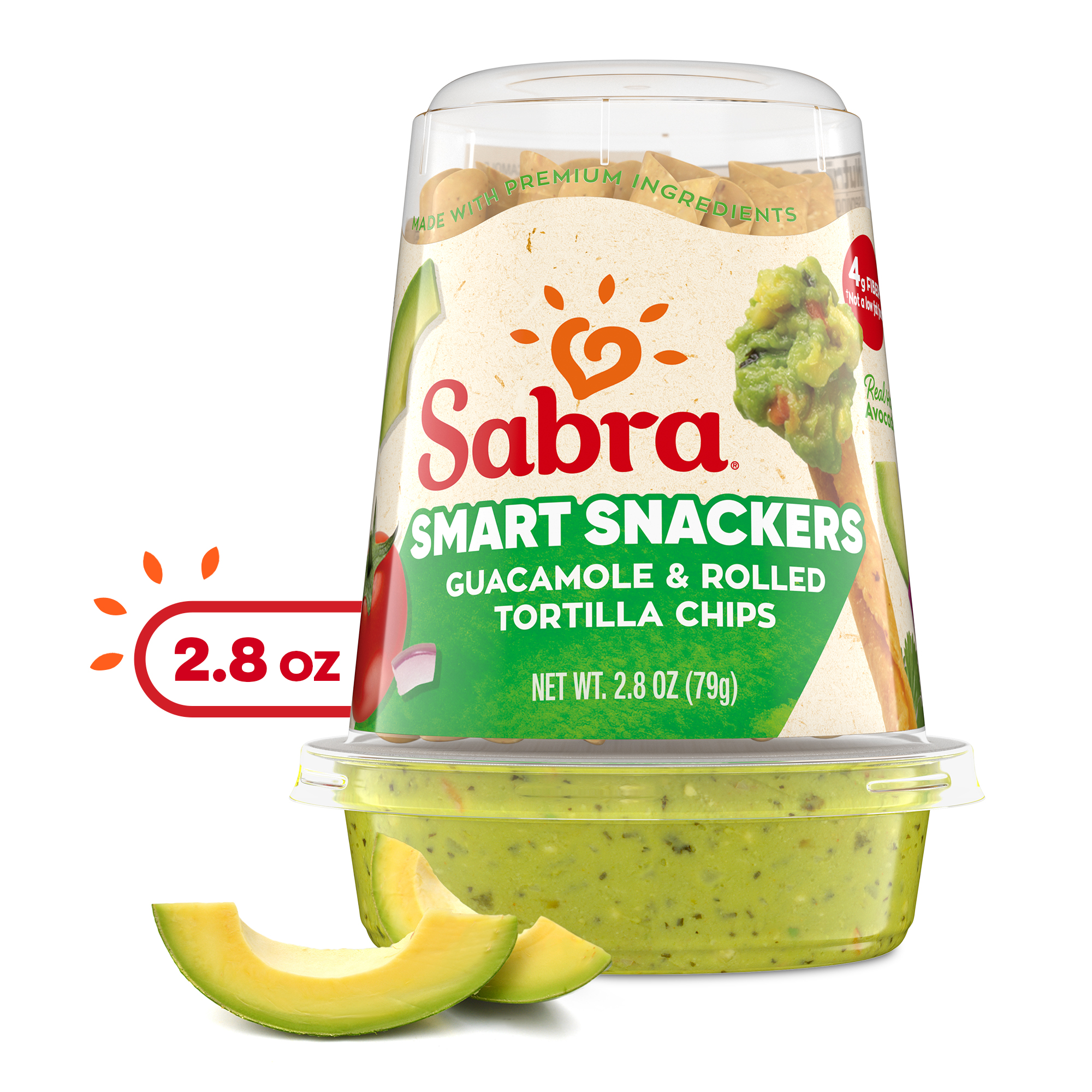 Sabra Snackers Fresh Guacamole Dip and Rolled Tortilla Chips, Made with Real Hass Avocados, 2.8 oz (1 Pack)