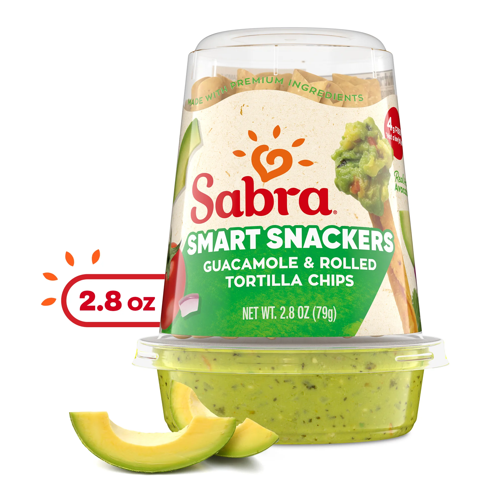 Sabra Snackers Fresh Guacamole Dip and Rolled Tortilla Chips, Made with Real Hass Avocados, 2.8 oz (1 Pack)